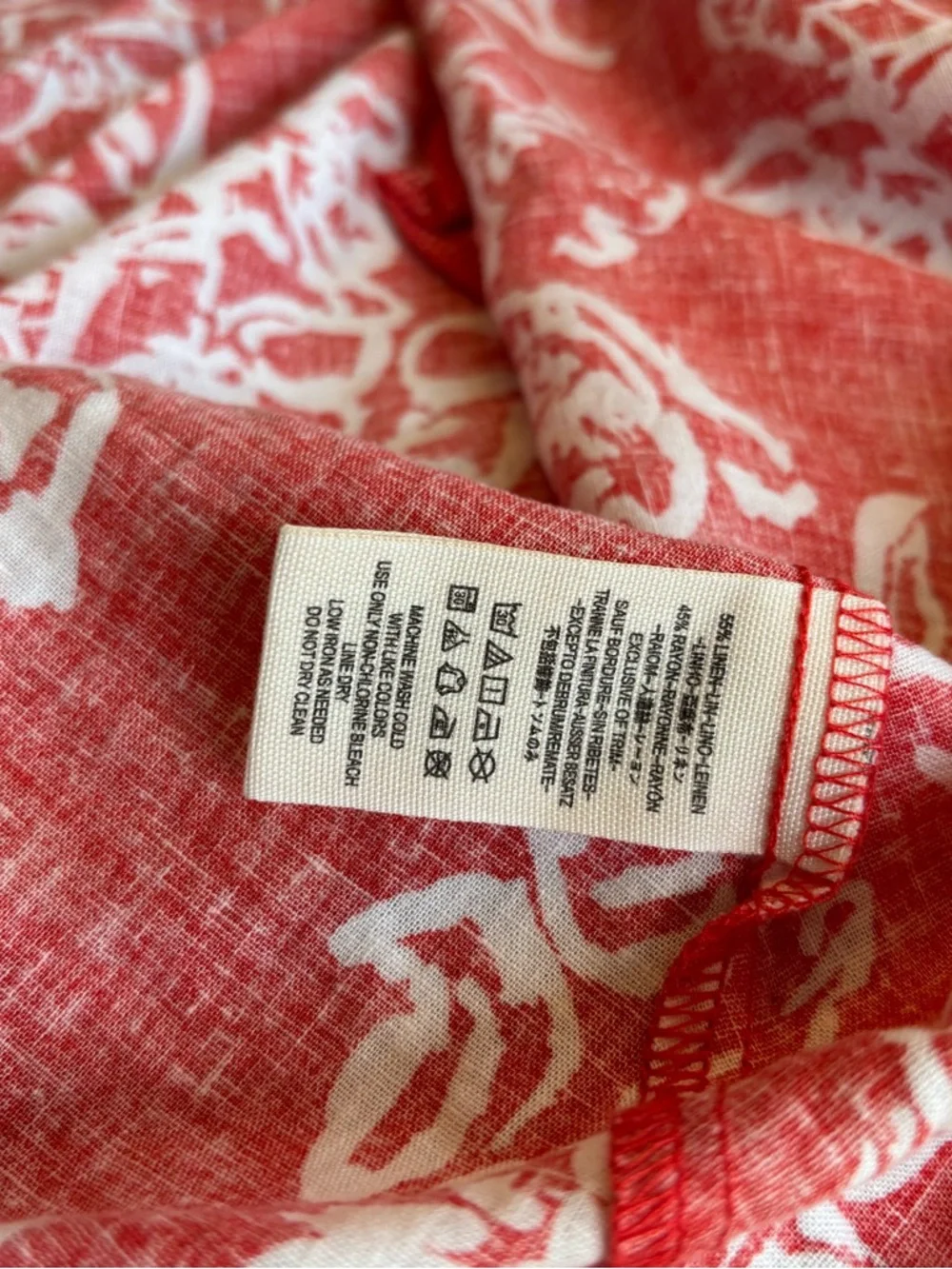 Free People Red & White Floral Button-Front Mini Dress with Waist Tie - Picture 4 of 4